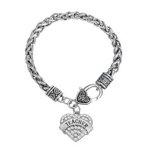 Brand New Womens Teacher Silver & Rhinestone Lobster Claw Bracelet Gift